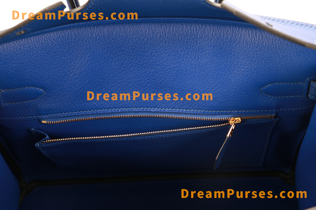 Same Chèvre leather interior as the authentic Hermes Birkin bag