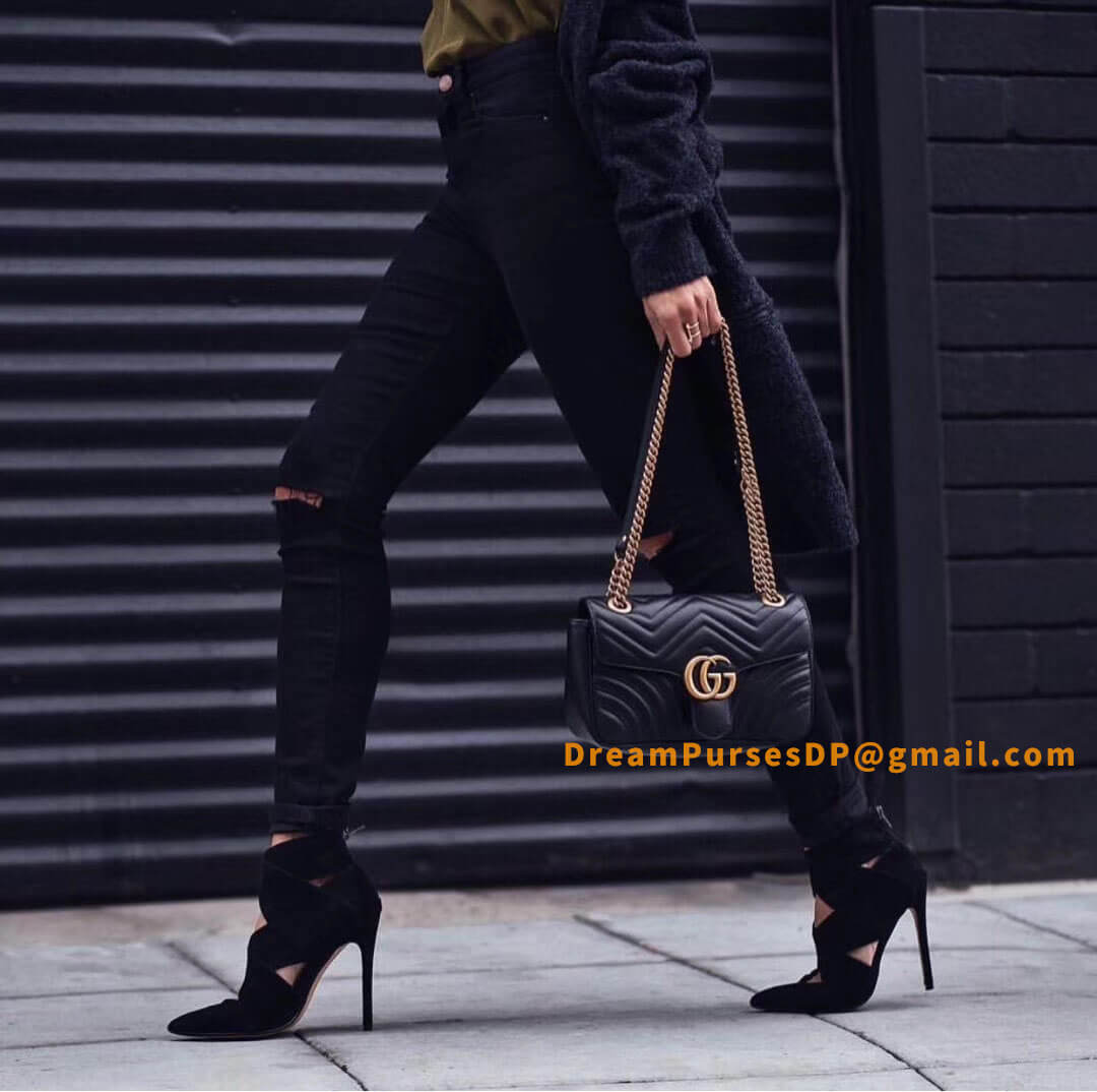 Gucci GG Marmont Metalasse Shoulder Bag Black Replica