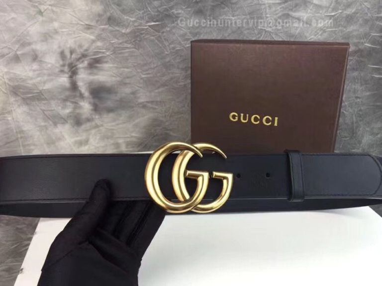 Gucci Leather Belt Replica with Double G Buckle Black - DreamPurses